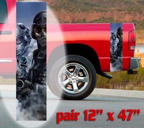 Set d'autocollants en vinyle côté de benne camion avec crâne de soldat de l'armée pour pickups