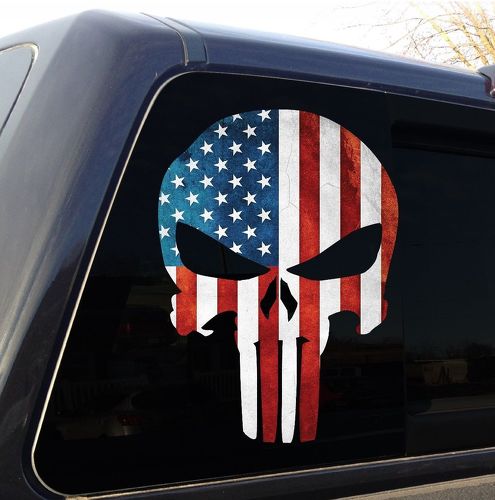 Punisher Skull drapeau américain autocollant militaire autocollant graphique