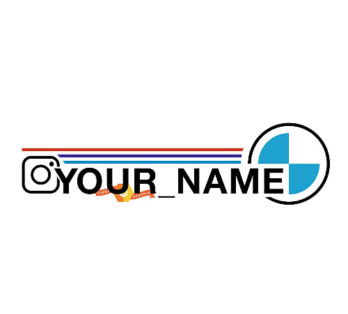 Set d'autocollants en vinyle style BMW pour nom d'utilisateur Instagram personnalisé