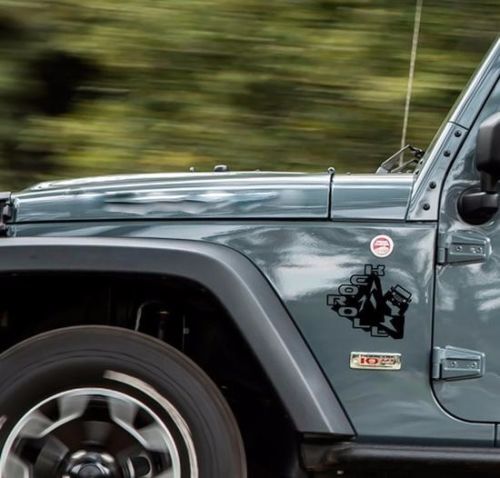 Paire d'autocollants en vinyle Rock n Roll Badge (convient au wrangler rubicon)