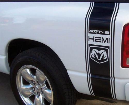 Autocollants pour Ram Truck SRT 8 HEMI 2 BEDSTRIPE BED STRIPE KIT Autocollant en vinyle