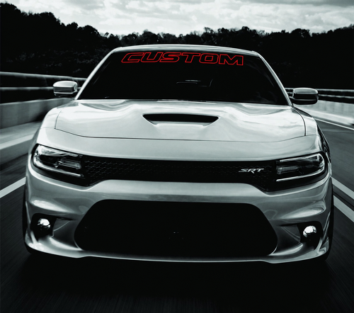 Autocollant vinyle de bannière contournée à texte personnalisé pour pare-brise Dodge Charger 2011-2017