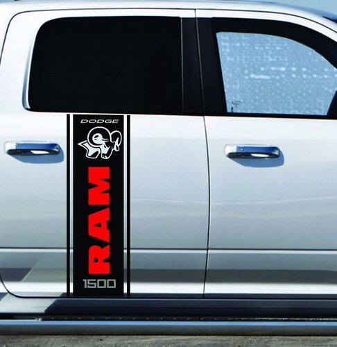 Autocollant vinyle à bandes de contour de marque pour porte latérale Dodge Ram 1500