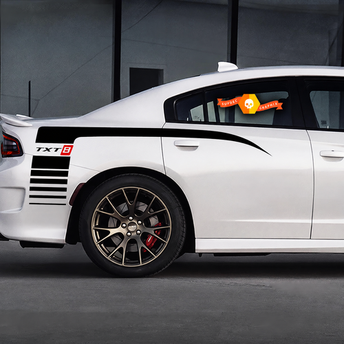 Autocollants vinyle de bandes de panneau latéral TXT8 personnalisés pour aile arrière Dodge Charger 2006-2010