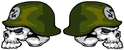 Autocollant Vinyle Casque Tête de Mort Style Metal Mulisha