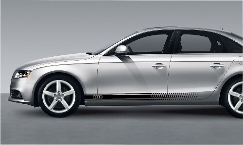 Kit d'autocollants vinyle avec bandes latérales et logo anneaux pour Audi A3 A4 A5 A6 A8 RS