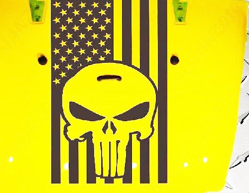 Jeep Wrangler Drapeau Américain Punisher Vinyle Capot Autocollant Decal LJ TJ JKU JK