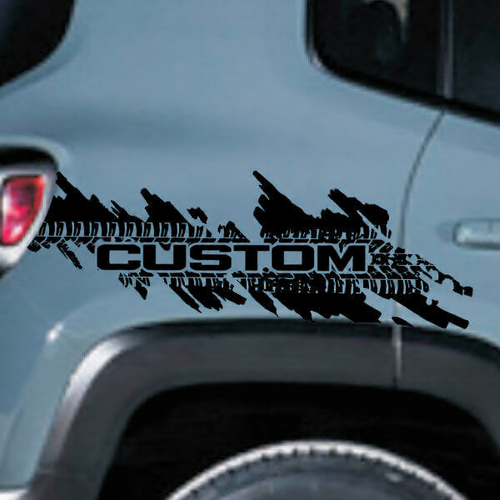 CUSTOM Tire Track Splash Aile arrière Autocollant vinyle pour Jeep Renegade