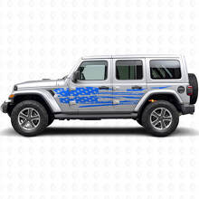 Ensemble d’autocollants latéraux en vinyle drapeau américain vieilli pour Jeep Wrangler_2