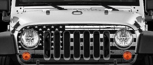 Autocollant de calandre avant drapeau américain usé pour Jeep Wrangler JK 2007-2018