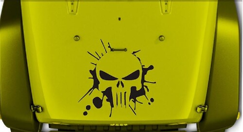 Autocollant en vinyle capot style crâne Punisher Splash pour Jeep Wrangler