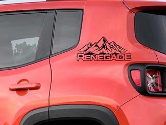 2 JEEP RENEGADE 2015 2016 ARRIERE VINYLE DECALS MOUNTAINS 8 X 20 CHACUN