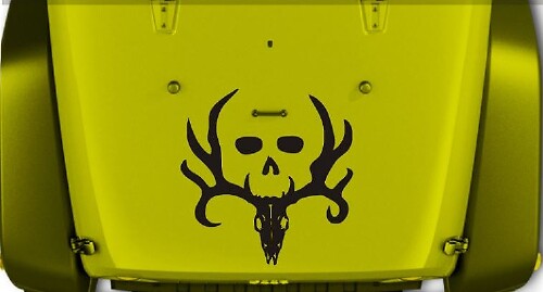 Autocollant en vinyle capot deux crânes et bois pour Jeep Wrangler