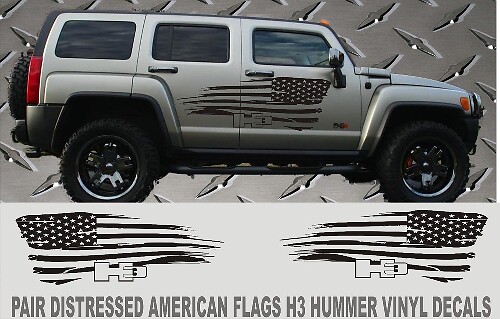 Autocollant latéral en vinyle avec drapeau américain usé pour Hummer H3