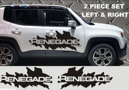 Jeep Renegade côtés autocollants en vinyle 2015 2016 graphiques 2 pièces ensemble gauche droite