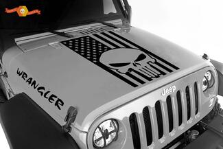 Jeep Wrangler Blackout Punisher drapeau américain 3 pc set décalcomanies de capot en vinyle JK JKU