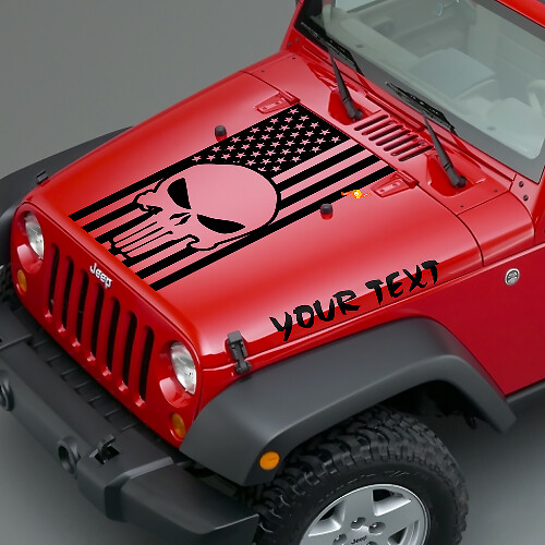 Autocollants en vinyle Punisher Skuss & drapeau des États-Unis pour capot de Jeep Wrangler
