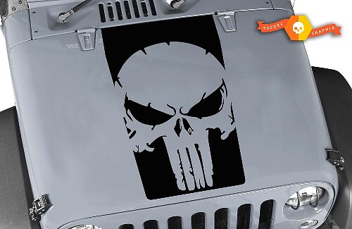 Autocollant en vinyle capuche Crâne Punisher usé pour Jeep Wrangler