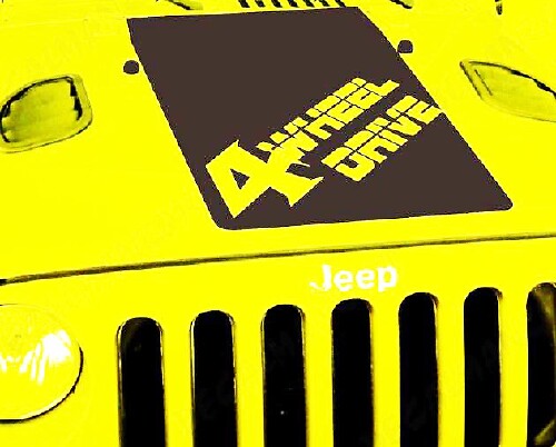 Autocollant en vinyle noir pour capot 4 roues motrices Jeep Wrangler