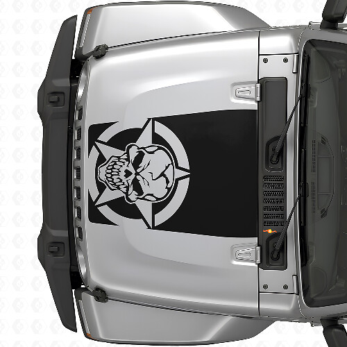 Autocollant vinyle Capot Skull Étoile Militaire pour Jeep Wrangler JK JKU TJ LJ