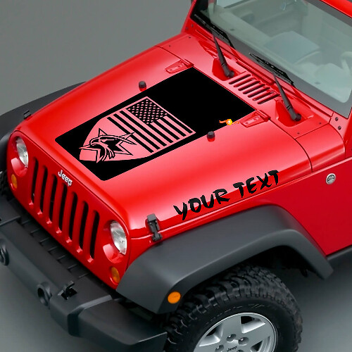Ensemble de décalcomanies en vinyle pour capot avec écusson américain et texte personnalisé pour Jeep Wrangler