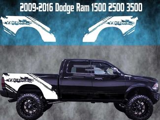 2009-2016 Dodge Ram vinyle autocollant graphique rebelle camion lit rayures 1500 2500 3500