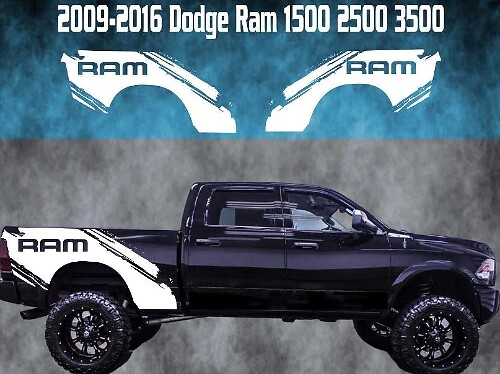 Sticker Vinyle Jeu d'Éclaboussures Boue Latérales Arrières pour Dodge Ram 1500-3500 2009-2016