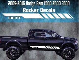 2009-2016 Dodge Ram Rocker Stripe vinyle autocollant graphique Racing 1500 2500 3500 Hemi