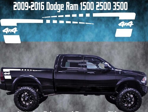 2009-2016 Dodge Ram Vinyl Sticker Decal Graphic Truck Bed Stripes Hemi Hockey 4x4 Strobe
