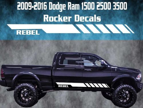 2009-2016 Dodge Ram Rocker Stripe vinyle autocollant graphique Racing 1500 2500 rebelle