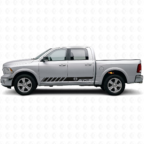 Autocollant en vinyle à bandes latérales style Hemi personnalisé pour Dodge Ram Rebel 1500 2009–2016