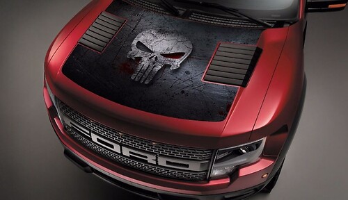 Ford Raptor F-150 Hood Graphics Punisher Skull Autocollant en vinyle
