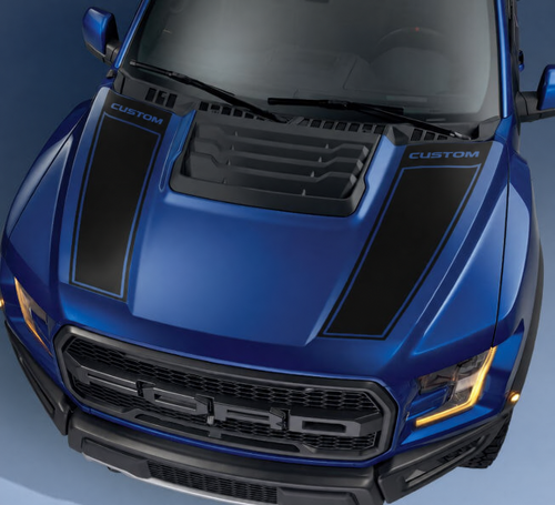 CUSTOM Dual Outline Stripes Capot Autocollant vinyle pour Ford F-150 2017