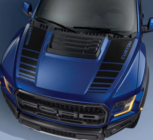 CUSTOM Dual Strobe Stripes Capot Autocollant vinyle pour Ford F-150 2017