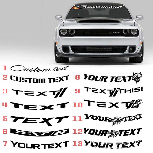 Autocollant Vinyle Bannière Large Pare-brise Lettres Personnalisées pour Dodge Challenger