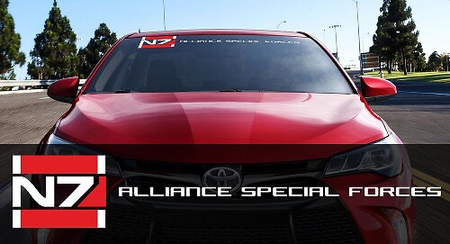 Autocollant en vinyle pare-brise Forces spéciales de l'Alliance N7 Mass Effect pour voitures
