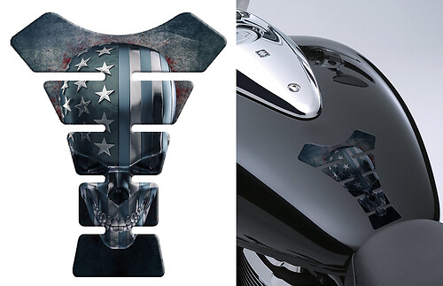 Autocollant en vinyle réservoir d'essence Tête de mort drapeau USA pour moto