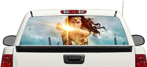 Décalcomanie en vinyle pour lunette arrière Wonder Women pour pick-up et SUV