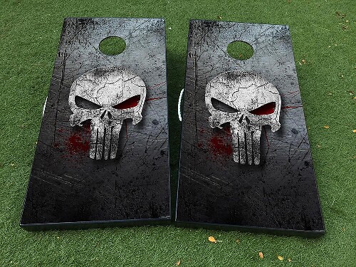 Ensemble d’autocollants en vinyle pour panneau de cornhole style crâne Punisher