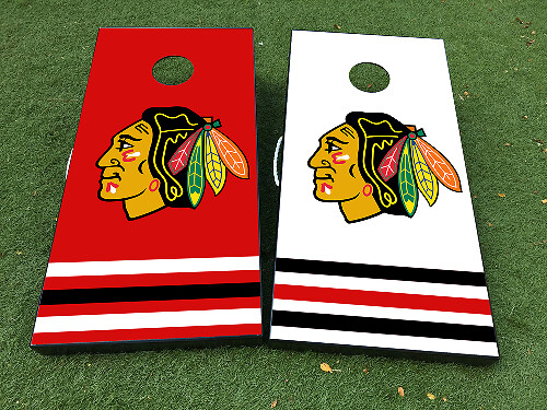 Ensemble d'autocollants en vinyle pour plateau de jeu de cornhole style Chicago Blackhawks