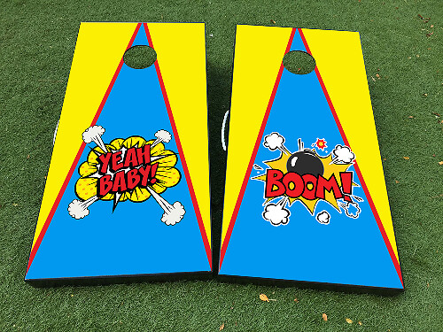 Set d'autocollants en vinyle pour planche de cornhole Pop Art Yeah Baby Boom