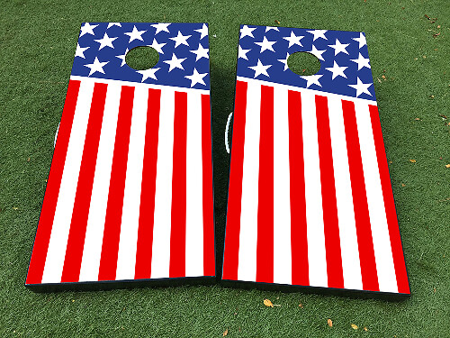 Set d'autocollants vinyle pour planche de cornhole avec drapeau américain