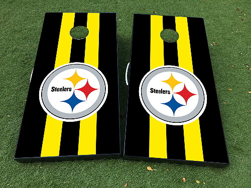 Set d'autocollants en vinyle pour planche de cornhole des Pittsburgh Steelers avec lamination mate