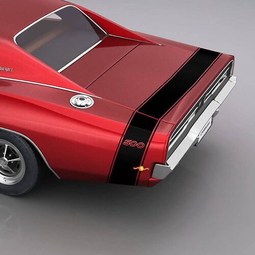Kit de décalcomanies en vinyle bandes arrière coffre et panneau latéral pour Dodge Charger 500 1969