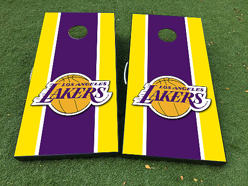 Ensemble d'autocollants en vinyle pour planche de cornhole style Los Angeles Lakers