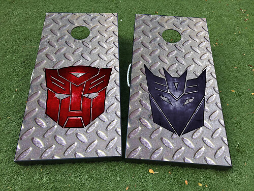 Autobot et Decepticon Ensemble d'autocollants vinyle pour planche de cornhole avec logo