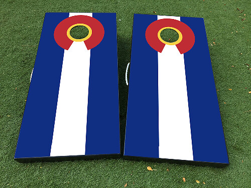 Ensemble d'autocollants en vinyle pour planche de cornhole avec drapeau du Colorado