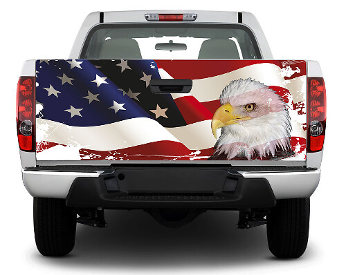 Autocollant en vinyle drapeau USA et aigle chauve pour hayon de pick-ups et SUV