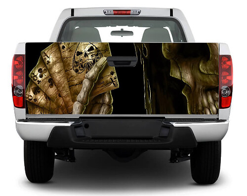 Autocollant vinyle Skull Playing Poker Tailgate pour camions