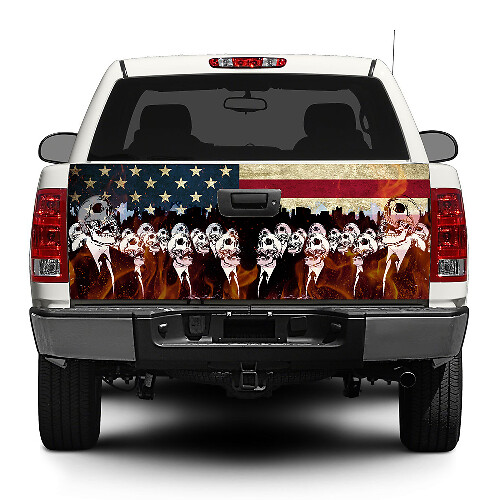 Autocollant de hayon de drapeau américain Zombie USA pour camionnette SUV voiture
